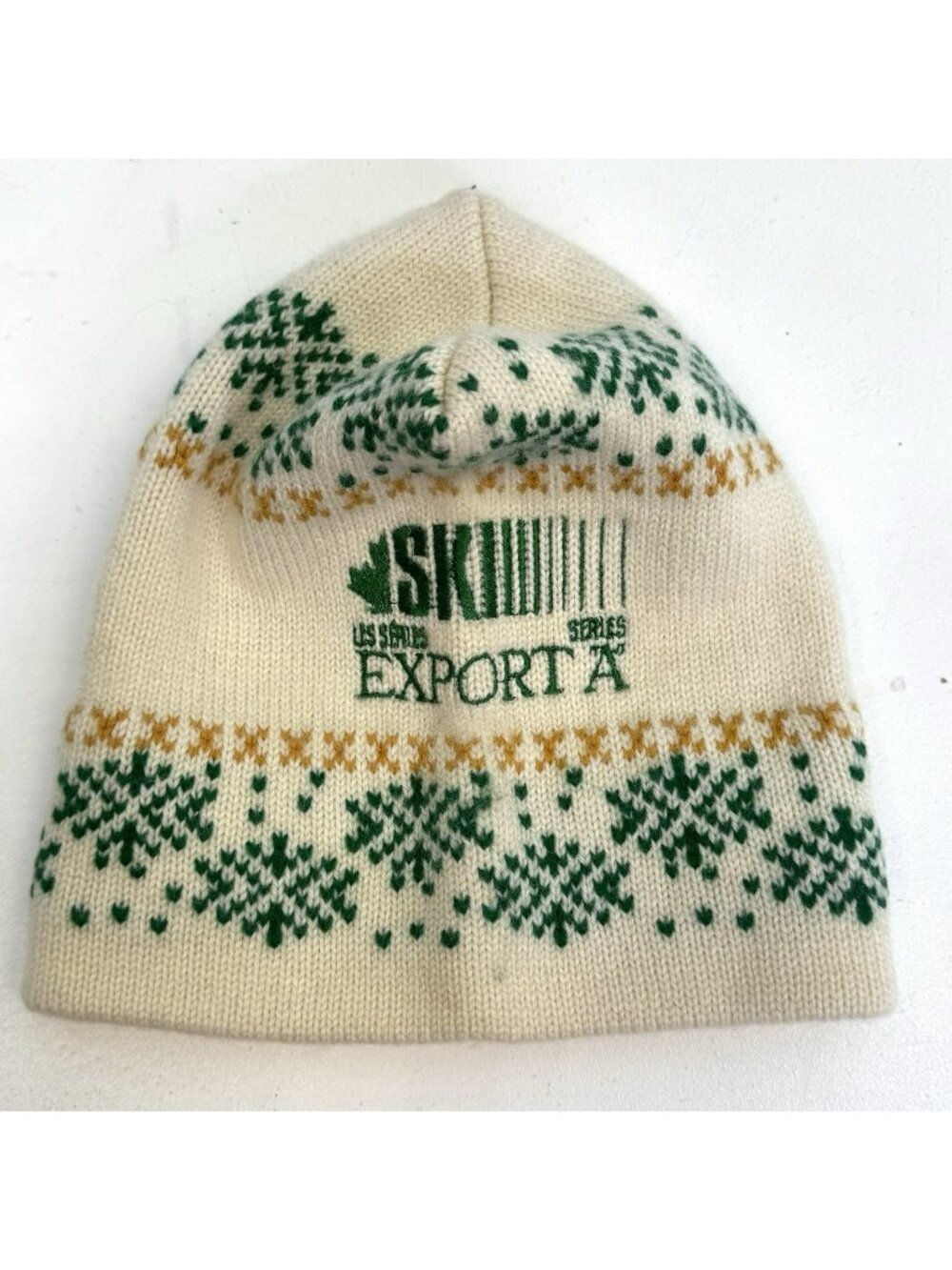 VTG 80s Export A National Ski Championships Wool Beanie Hat Toque Snowflake